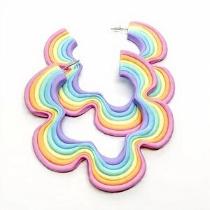 Rainbow Flower Stud Hoop - Handmade Earrings